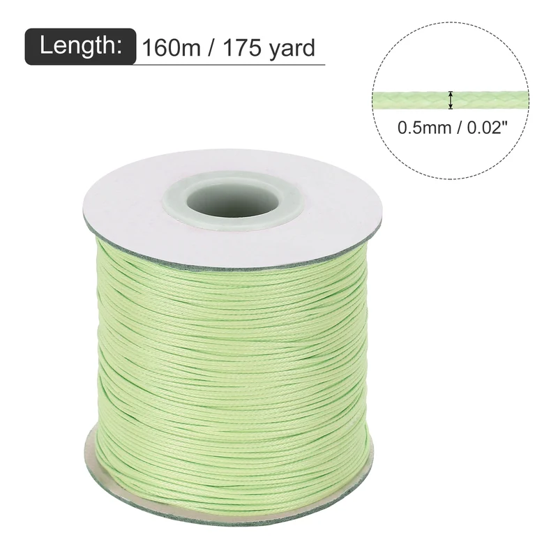 Grass Green 0.5mm Waxed Cord 175 Yard Wax Bead Thread String for Jewelry