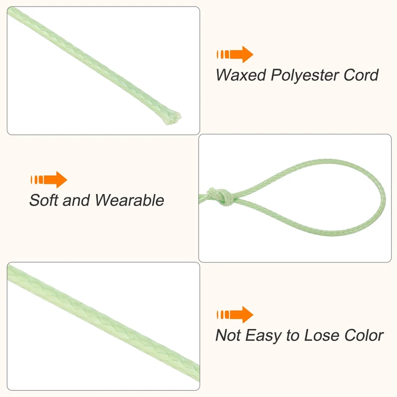 Grass Green 0.5mm Waxed Cord 175 Yard Wax Bead Thread String for Jewelry