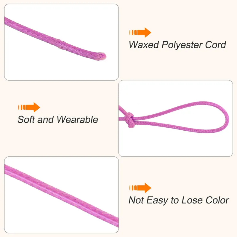 Light Rose Red 2.5mm Waxed Cord 87 Yard Wax Bead Thread String for Jewelry
