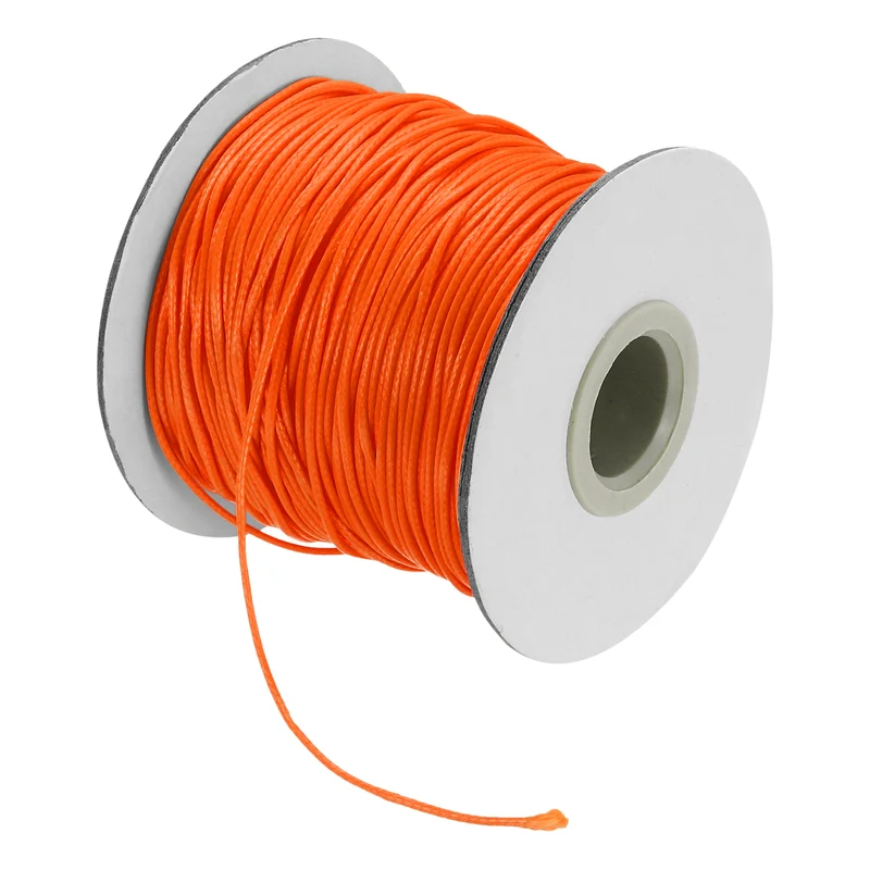 Waxed Cord 1mm Waxed Thread 87 Yard Wax String Leather Cord (Orange)
