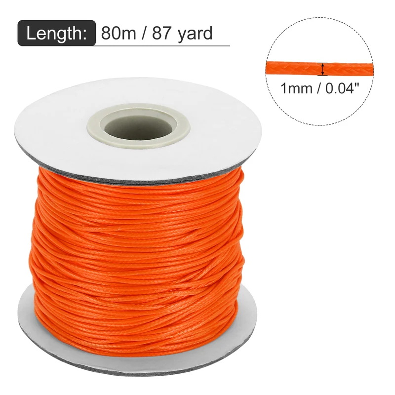 Waxed Cord 1mm Waxed Thread 87 Yard Wax String Leather Cord (Orange)