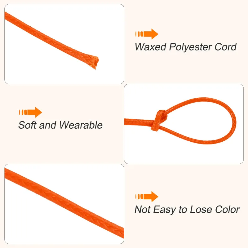Waxed Cord 1mm Waxed Thread 87 Yard Wax String Leather Cord (Orange)