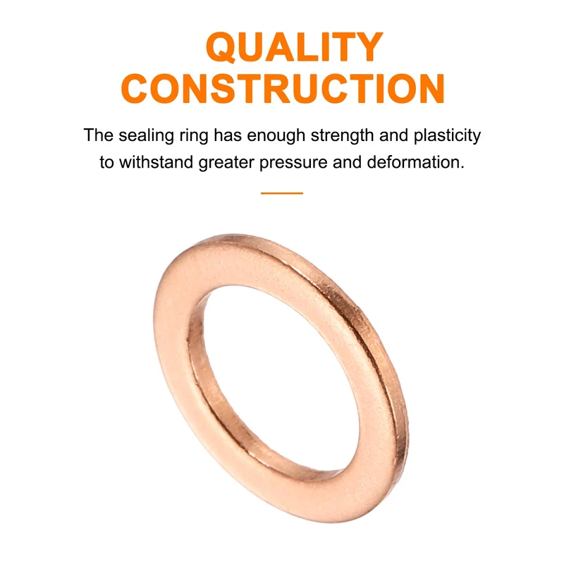 22 Pcs Flat Copper Washers, 8x12x1mm Copper Flat Sealing Crush Ring Washers