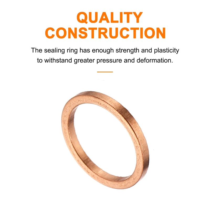 12 Pcs Flat Copper Washers, 8x10x1mm Copper Flat Sealing Crush Ring Washers