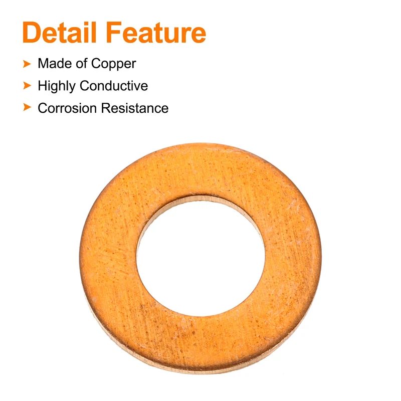 30 Pcs Flat Copper Washers, 7x14x1mm Copper Flat Sealing Crush Ring Washers