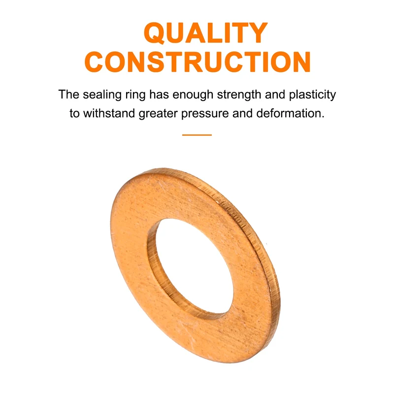 22 Pcs Flat Copper Washers, 7x14x1mm Copper Flat Sealing Crush Ring Washers