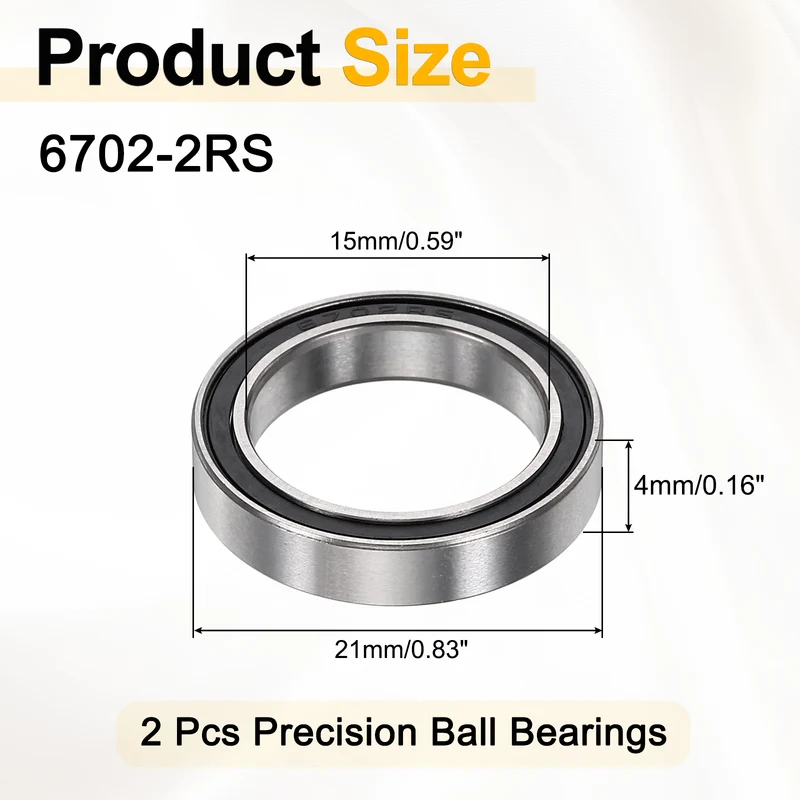 2Pcs 6702-2RS Deep Groove Ball Bearings 15x21x4mm ZV4 Level ABEC7 Precision