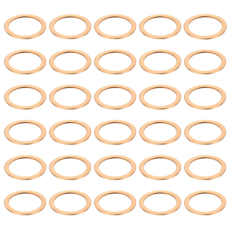 52 Pcs Flat Copper Washers, 22x26x1mm Copper Flat Sealing Crush Ring Washers