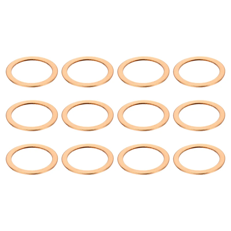 12 Pcs Flat Copper Washers, 22x26x1mm Copper Flat Sealing Crush Ring Washers