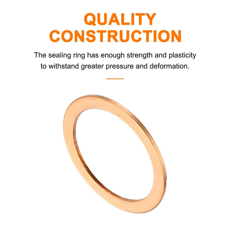 12 Pcs Flat Copper Washers, 22x26x1mm Copper Flat Sealing Crush Ring Washers