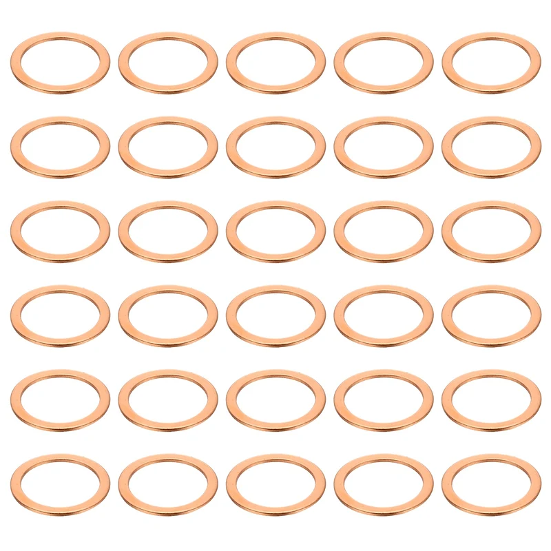 52 Pcs Flat Copper Washers, 21x27x1mm Copper Flat Sealing Crush Ring Washers