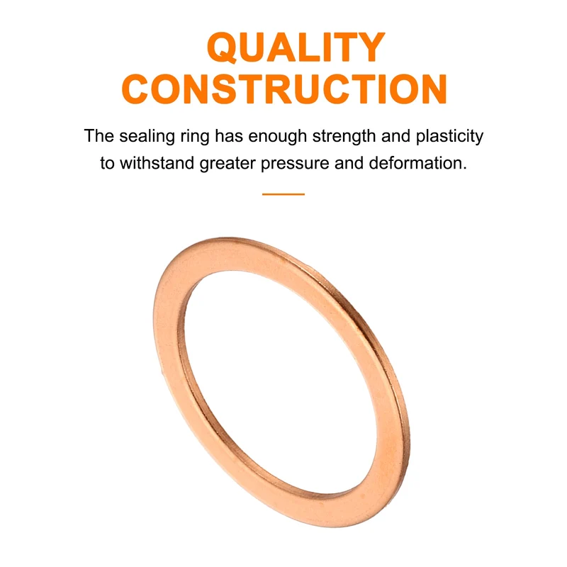 52 Pcs Flat Copper Washers, 21x27x1mm Copper Flat Sealing Crush Ring Washers