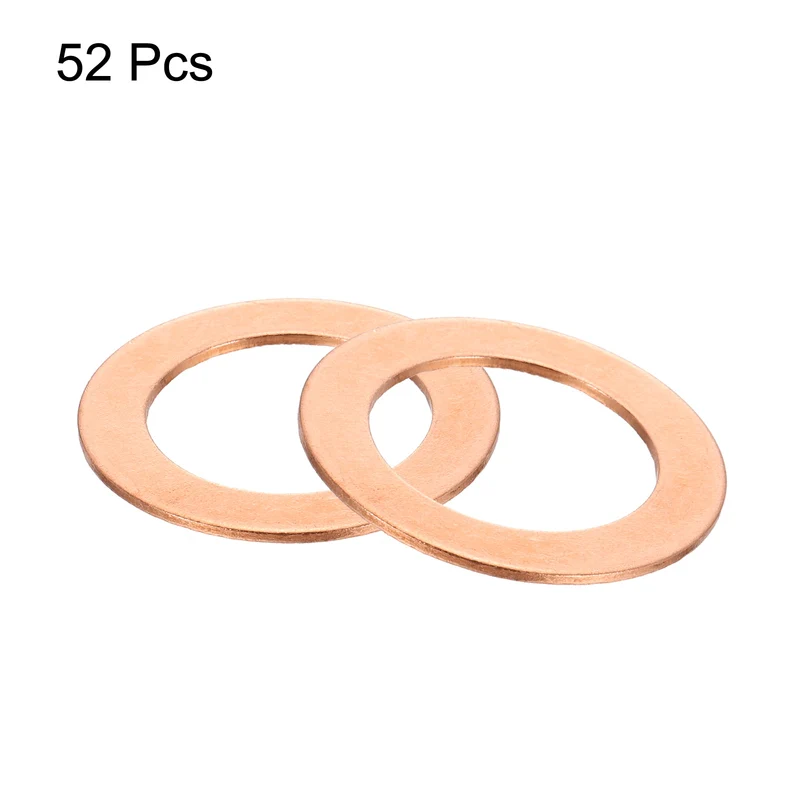 52 Pcs Flat Copper Washers, 20x30x1mm Copper Flat Sealing Crush Ring Washers