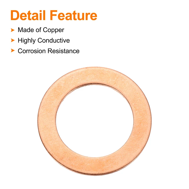 52 Pcs Flat Copper Washers, 20x30x1mm Copper Flat Sealing Crush Ring Washers