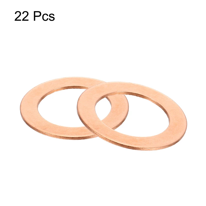 22 Pcs Flat Copper Washers, 20x30x1mm Copper Flat Sealing Crush Ring Washers