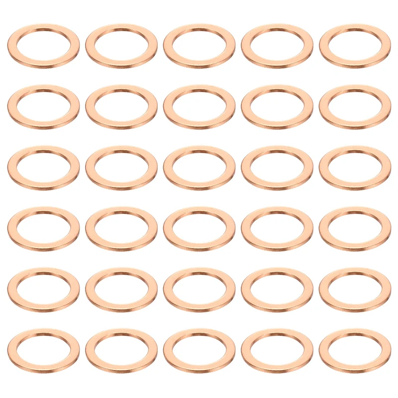 52 Pcs Flat Copper Washers, 19x26x1.5mm Copper Flat Sealing Crush Ring Washers