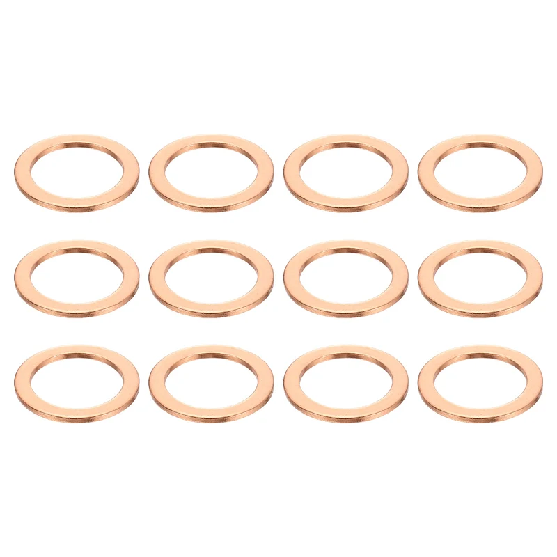 12 Pcs Flat Copper Washers, 19x25x1.5mm Copper Flat Sealing Crush Ring Washers