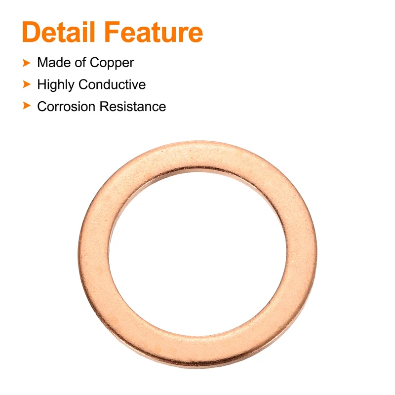 12 Pcs Flat Copper Washers, 19x25x1.5mm Copper Flat Sealing Crush Ring Washers