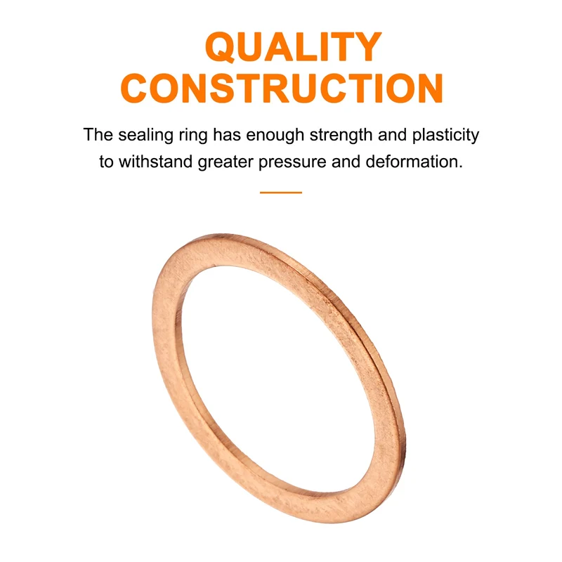 52 Pcs Flat Copper Washers, 19x24x1mm Copper Flat Sealing Crush Ring Washers