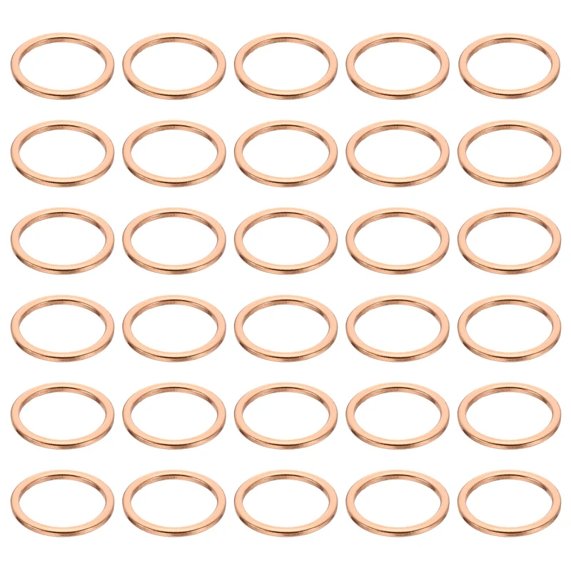52 Pcs Flat Copper Washers, 18x22x1.5mm Copper Flat Sealing Crush Ring Washers