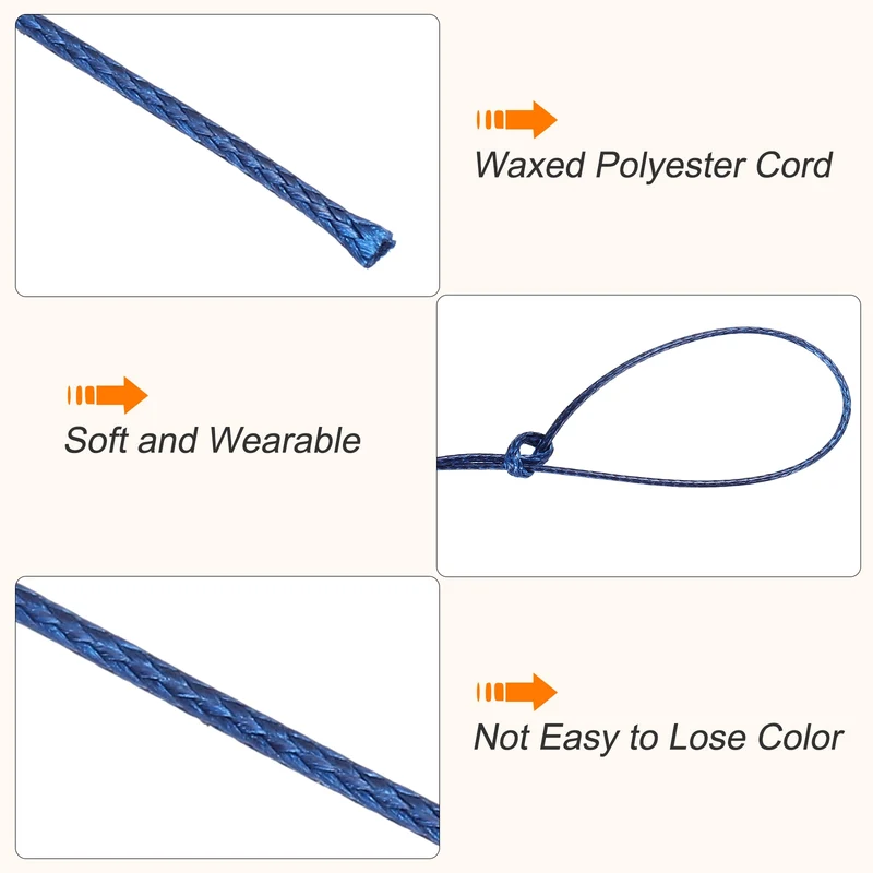Navy Blue 0.5mm Waxed Cord 175 Yard Wax Bead Thread String for Jewelry