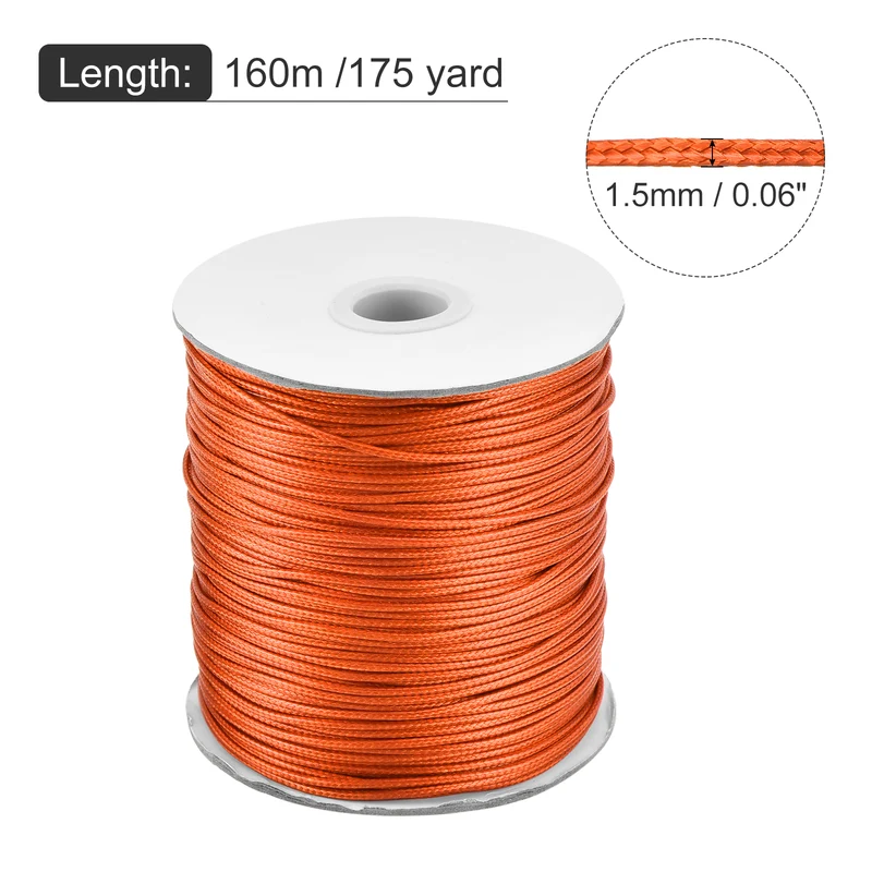 Orange 1.5mm Waxed Cord 175 Yard Wax Bead Thread String for Jewelry Making
