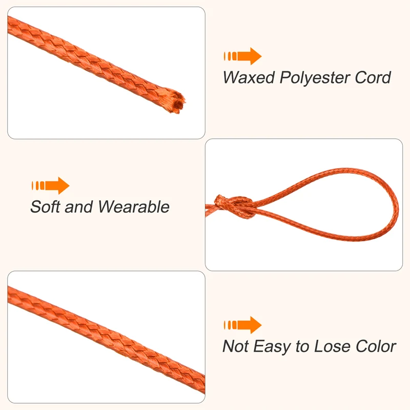 Orange 1.5mm Waxed Cord 175 Yard Wax Bead Thread String for Jewelry Making