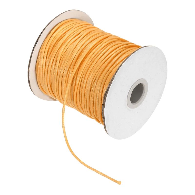 Waxed Cord 3.5mm Waxed Thread 44 Yard Wax String Leather Cord (Yellow)