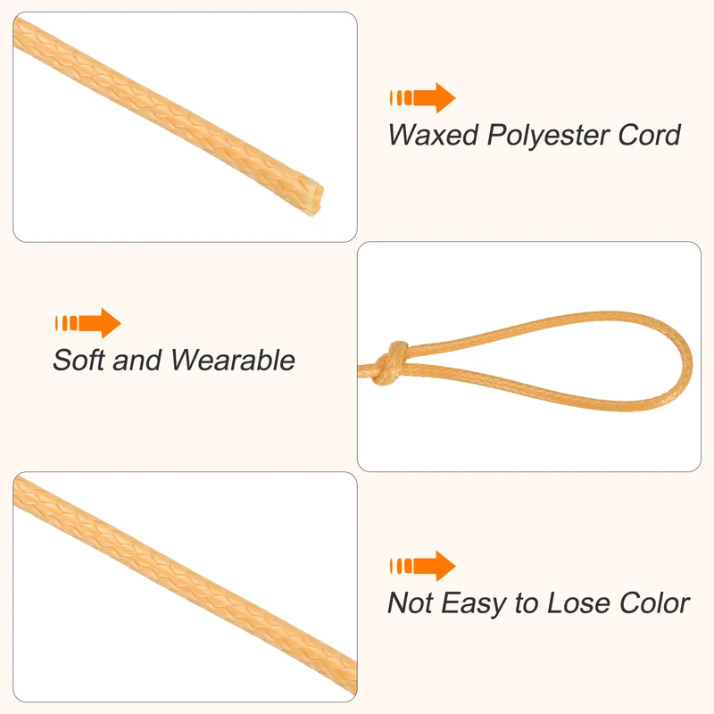 Waxed Cord 3.5mm Waxed Thread 44 Yard Wax String Leather Cord (Yellow)