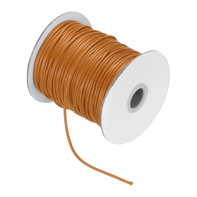 Waxed Cord 2mm Waxed Thread 87 Yard Wax String Leather Cord (Orange Yellow)