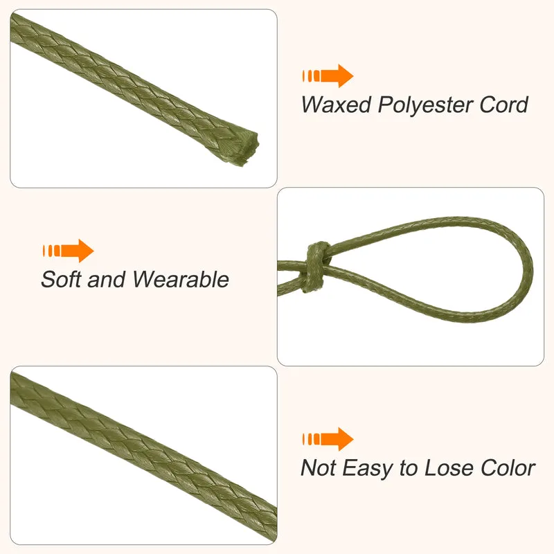 Waxed Cord 1.5mm Waxed Thread 87 Yard Wax String Leather Cord (Army Green)