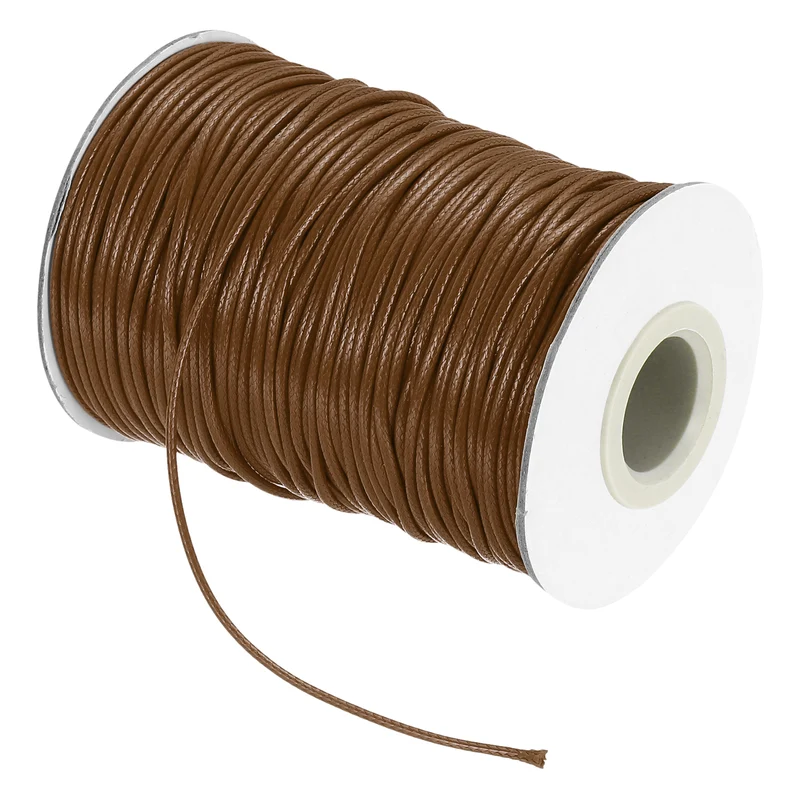 Waxed Cord 1.5mm Waxed Thread 87 Yard Wax String Leather Cord (Dark Brown)