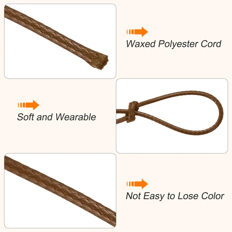 Waxed Cord 1.5mm Waxed Thread 87 Yard Wax String Leather Cord (Dark Brown)