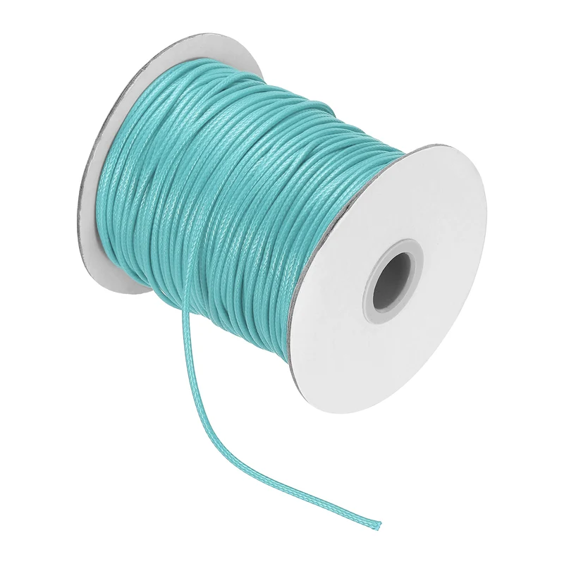 Waxed Cord 2mm Waxed Thread 87 Yard Wax String Leather Cord (Lake Blue)