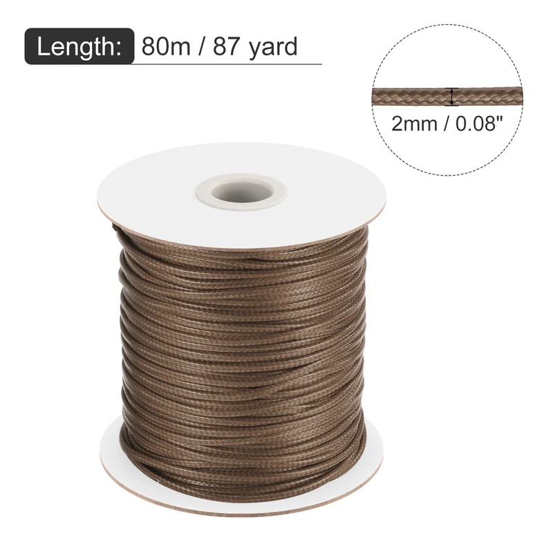 Brown 2mm Waxed Cord 87 Yard Wax Bead Thread String for Jewelry Making