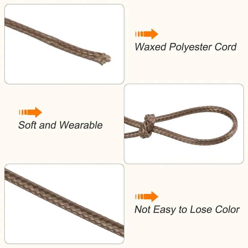 Brown 2mm Waxed Cord 87 Yard Wax Bead Thread String for Jewelry Making
