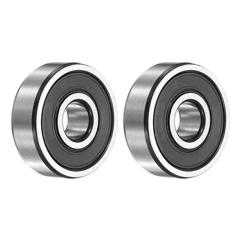 2Pcs 6301-2RS Deep Groove Ball Bearing, 12x37x12 mm Double Rubber Seal Bearing