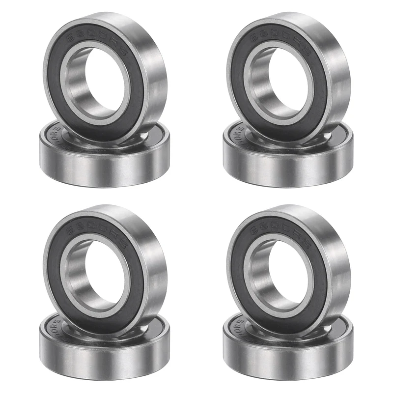 8Pcs 6800 2RS 10mmx19mmx5mm Rubber Shielded Deep Groove Ball Bearing, Black