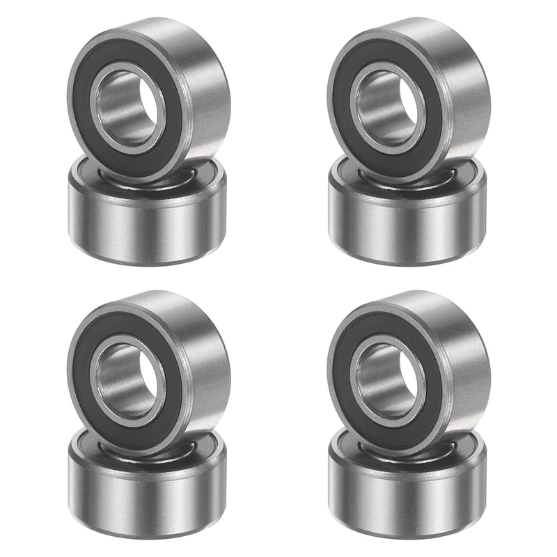 8Pcs 685 2RS 5mmx11mmx5mm Rubber Shielded Deep Groove Ball Bearing, Black