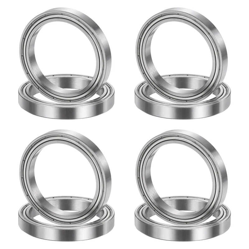 8Pcs 6808ZZ 40mmx52mmx7mm Metal Shielded Deep Groove Ball Bearing, Silver