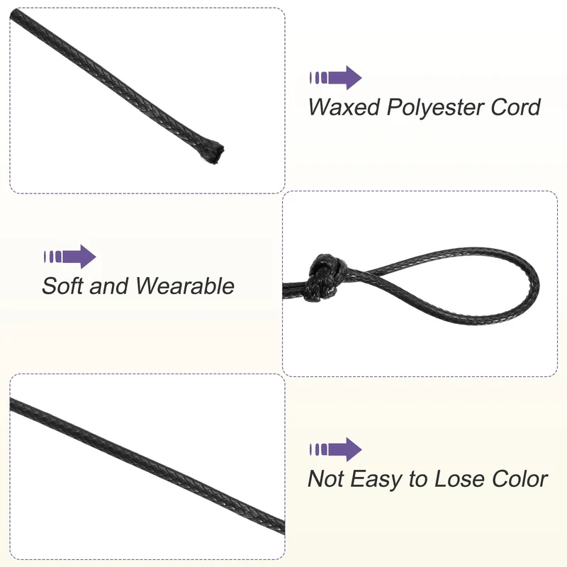 Black 2mm Waxed Cord 11 Yard Wax Bead Thread String for Jewelry Make