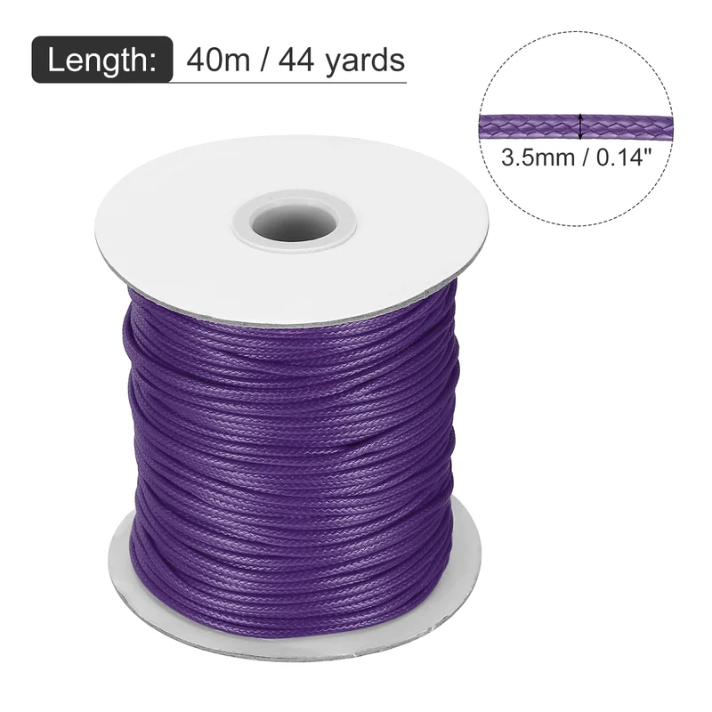 Waxed Cord 3.5mm Waxed Thread 44 Yard Wax String Leather Cord (Dark Purple)