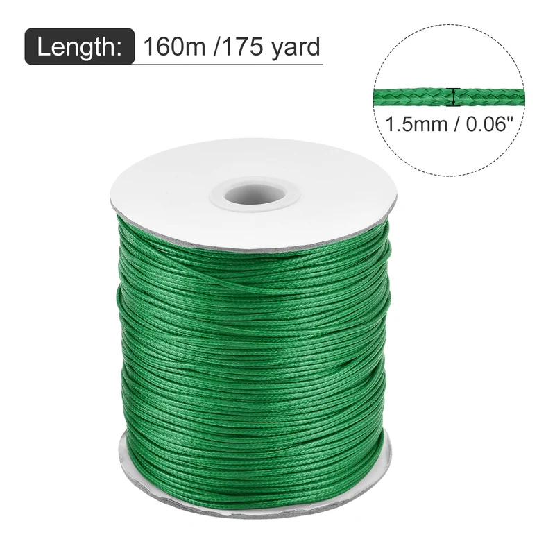 Dark Green 1.5mm Waxed Cord 175 Yard Wax Bead Thread String for Jewelry Making