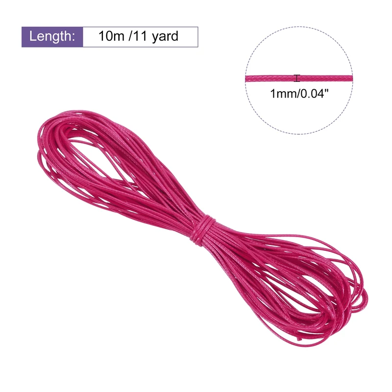 Rose Red 1mm Waxed Cord 11 Yard Wax Bead Thread String for Jewelry Make
