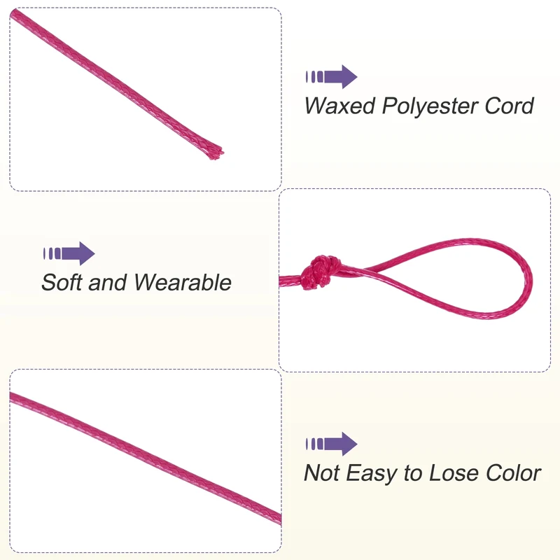 Rose Red 1mm Waxed Cord 11 Yard Wax Bead Thread String for Jewelry Make