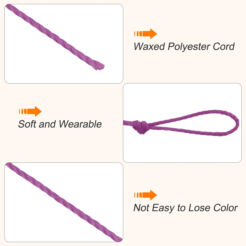 Waxed Cord 0.45mm Waxed Thread 87 Yard Wax String Leather Cord (Deep Purple)