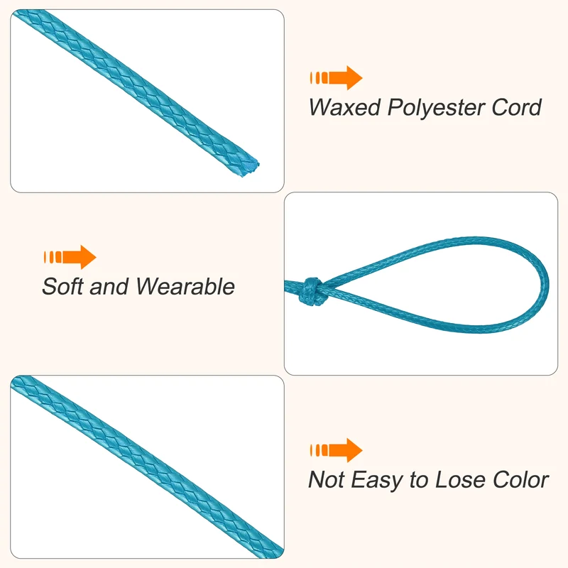 Waxed Cord 3.5mm Waxed Thread 44 Yard Wax String Leather Cord (Peacock Blue)