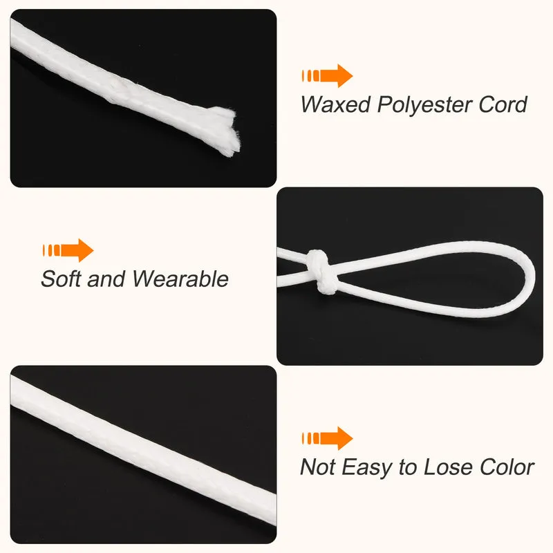 White 2mm Waxed Cord 87 Yard Wax Bead Thread String for Jewelry Making