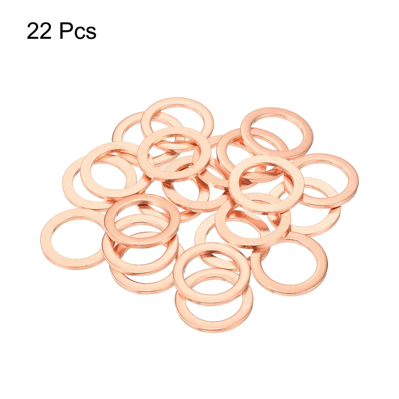 22 Pcs Flat Copper Washers 14x20x1.5mm Copper Flat Sealing Ring Washers