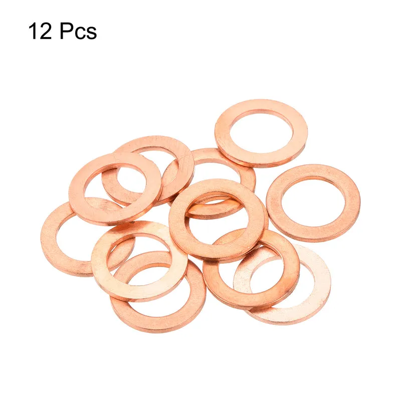 12 Pcs Flat Copper Washers 13x20x1.5mm Copper Flat Sealing Ring Washers